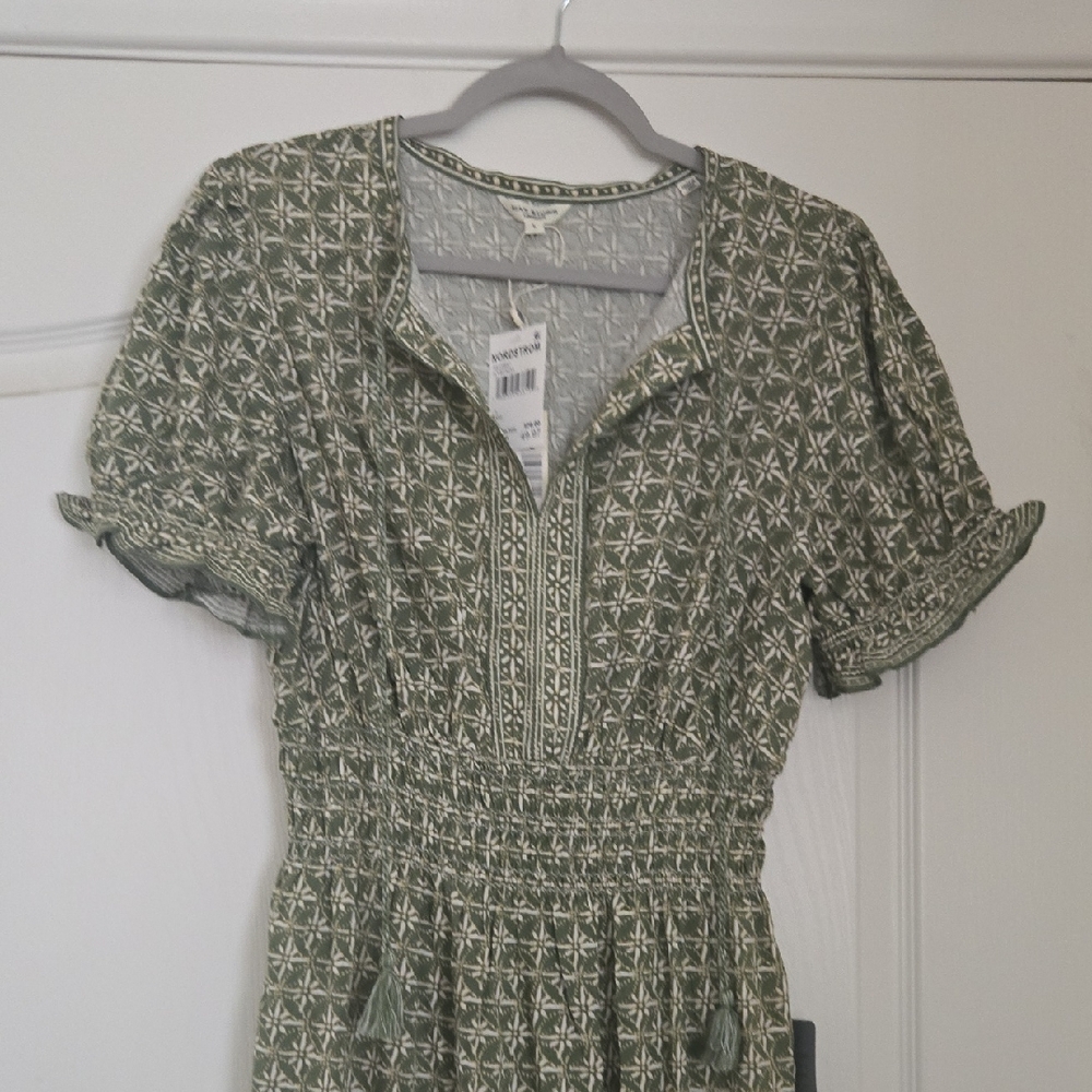 Max Studio Green Smocked Tiered Sundress